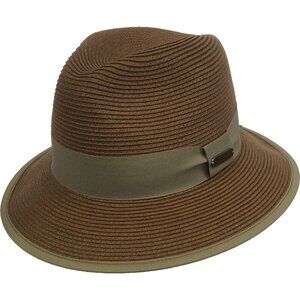 Olive Straw toyo braid womens hat packable adjustable fedora summer
